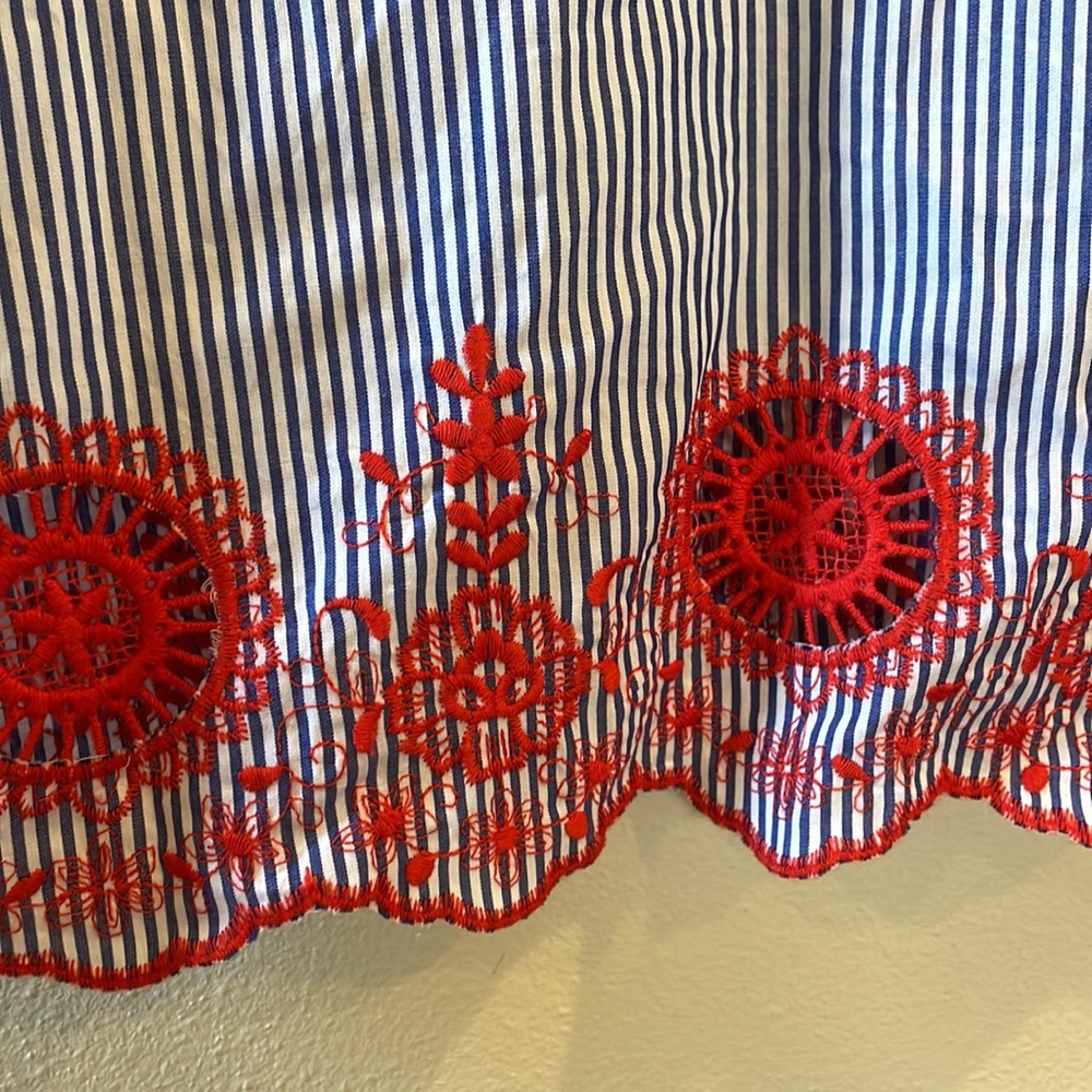 Zara Basic Cropped Collared Button Up Blouse Blue… - image 8